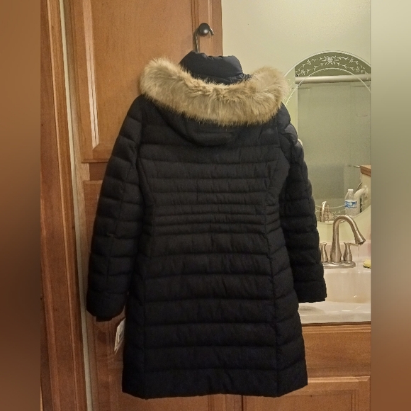 Michael Kors Navy Puffer Coat with Faux Fur Hood - Picture 2 of 5